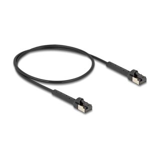 RJ45 Slim Netzwerkkabel Cat.6A U/FTP winkelbar schwarz 0,5 m