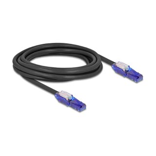 RJ45 Netzwerkkabel Cat.6 UTP mit 180° winkelbaren Steckern schwarz 3 m