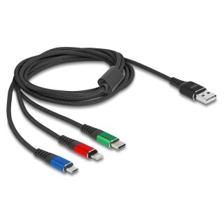USB Ladekabel 3 in 1 Typ-A zu Lightning™ / Micro USB / USB Type-C™ 2 m 3-farbig