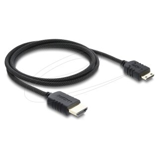 Delock Koaxiales High Speed HDMI Kabel HDMI Stecker zu Mini HDMI Stecker 8K 60 Hz mit Geflechtmantel 1 m
