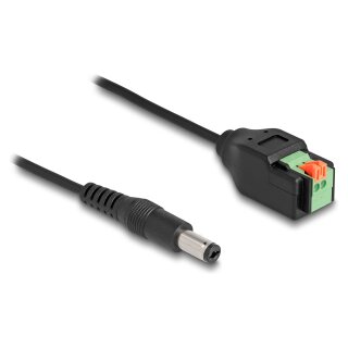 DC Kabel 2,1 x 5,5 mm Stecker zu 2 Pin Terminalblock Adapter mit Drucktaster 15 cm
