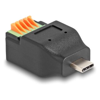 USB Type-C™ 2.0 Stecker zu Terminalblock Adapter mit Drucktaster
