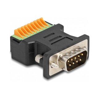 D-Sub 9 Stecker zu Terminalblock Adapter mit Drucktaster