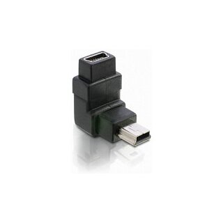 Adapter USB-B mini 5 Pin Stecker zu Buchse 90°gewinkelt