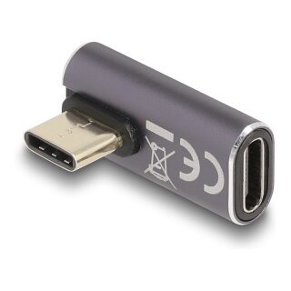 USB Adapter 40 Gbps USB Type-C™ PD 3.0 100 W Stecker zu Buchse gedreht gewinkelt links / rechts 8K 60 Hz Metall