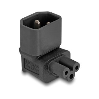 Netzadapter IEC 60320 - C14 auf C5, Stecker / Buchse, 2,5 A, 90° gewinkelt