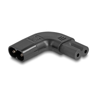 Netzadapter IEC 60320 - C8 auf C7, Stecker / Buchse, 2,5 A, 90° links / rechts gewinkelt