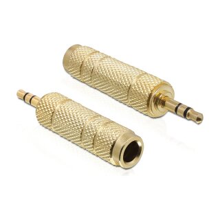 Adapter Klinke 3,5 mm Stecker > 6,35 mm Buchse 3 Pin Metall