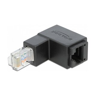 Adapter RJ45 Stecker unten gewinkelt zu RJ45 Buchse Cat.6 UTP