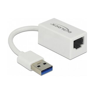 Delock USB Typ-A Netzwerk Adapter Gigabit LAN 1 x RJ45 kompakt weiß