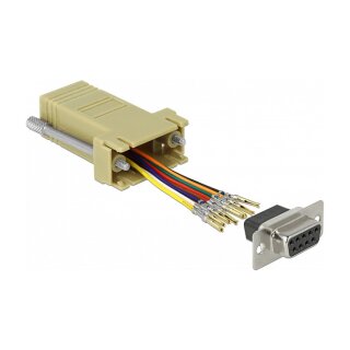 Delock D-Sub 9 Pin Buchse zu RJ45 Buchse Montagesatz grau