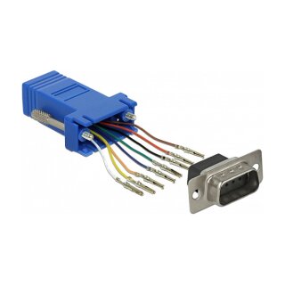 D-Sub 9 Pin Stecker zu RJ45 Buchse Montagesatz blau