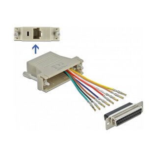 D-Sub 25 Pin Buchse zu RJ45 Buchse Montagesatz grau