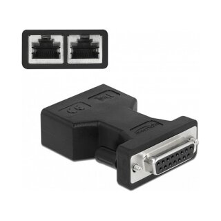 Delock D-Sub 15 Pin Buchse zu 2 x RJ45 Buchse AUI (Attachment Unit Interface) Adapter