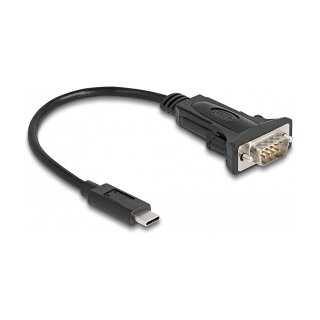 Delock Adapter USB Type-C™ zu 1 x Seriell RS-232 D-Sub 9 Pin Stecker mit Schrauben 0,25 m
