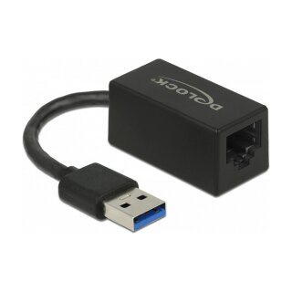Delock USB Typ-A Netzwerk Adapter Gigabit LAN 1 x RJ45 kompakt schwarz ASIX