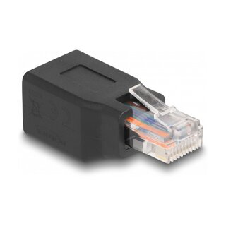 Delock Adapter RJ50 Stecker zu Buchse Belegung 1:1 schwarz
