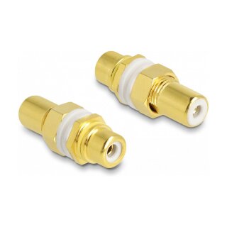 Delock Audio Adapter Cinch Buchse zu Buchse zum Einbau, Farbring weiß
