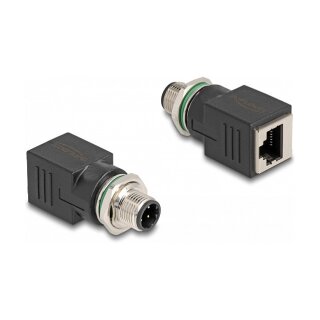 Delock M12 Adapter D-kodiert 4 Pin Stecker zu RJ45 Buchse gerade