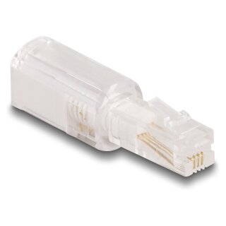 Delock Telefonkabel-Verdrehschutz Adapter RJ10 Stecker zu RJ10 Buchse transparent / weiß