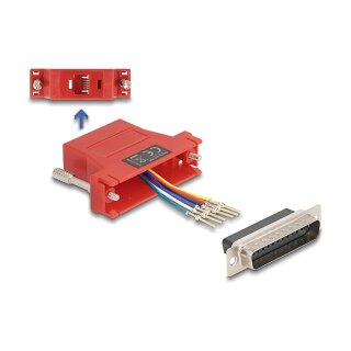 Delock D-Sub 25 Pin Stecker zu RJ12 Buchse Montagesatz rot