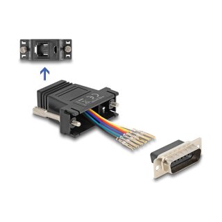 Delock D-Sub 15 Pin Stecker zu RJ12 Buchse Montagesatz schwarz