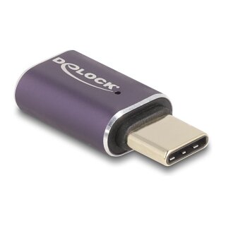 Delock USB Adapter 40 Gbps USB Type-C™ PD 3.1 240 W Stecker zu Buchse Portschoner 8K 60 Hz Metall