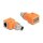 M12 Adapter A-kodiert 8 Pin Stecker zu RJ45 Buchse Cat.5e mit Befestigungsloch 90° gewinkelt orange