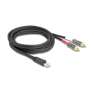 Adapterkabel RJ45 Stecker zu 2 x Cinch Stecker schwarz 2 m