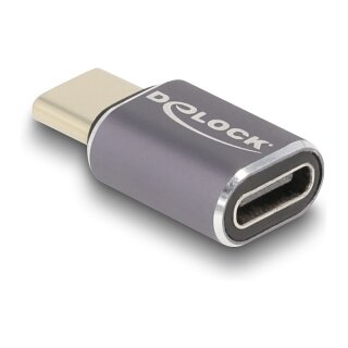 Delock USB Adapter 40 Gbps USB Type-C™ PD 3.0 100 W Stecker zu Buchse Portschoner 8K 60 Hz Metall
