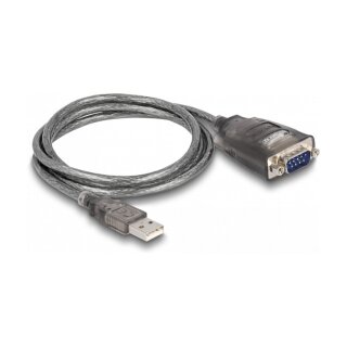 Delock Adapter USB 2.0 Typ-A zu 1 x Seriell RS-232 D-Sub 9 Pin Stecker mit Muttern mit 3 x LED 1 m