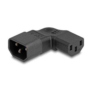 Delock Netzadapter IEC 60320 - C14 auf C13, Stecker / Buchse, 10 A, 90° links / rechts gewinkelt
