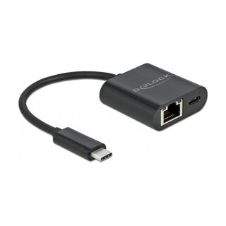 USB Type-C™ Adapter zu Gigabit LAN 10/100/1000 Mbps mit Power Delivery Anschluss schwarz