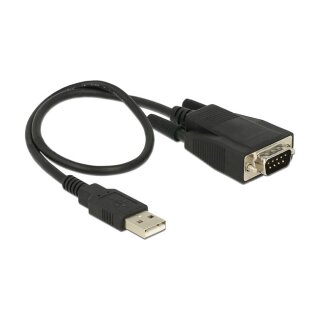 Adapter USB 2.0 Typ-A Stecker > 1 x Seriell RS-232 DB9 Stecker mit Schrauben und Muttern ESD Überspannungsschutz