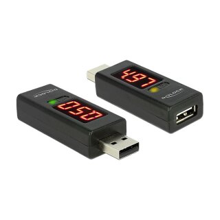 Adapter USB 2.0 A Stecker > A Buchse mit LED Anzeige für Volt und Ampere