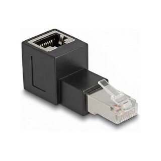 RJ45 Stecker zu RJ45 Buchse Adapter Cat.6A 90° nach oben gewinkelt