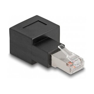 Delock RJ45 Stecker zu RJ45 Buchse Adapter Cat.6A 90° nach rechts gewinkelt