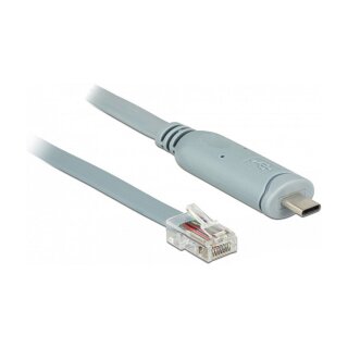 Adapter USB 2.0 Type-C™ Stecker > 1 x Seriell RS-232 RJ45 Stecker 5,0 m grau