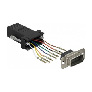 Delock D-Sub 9 Pin Stecker zu RJ45 Buchse Montagesatz schwarz