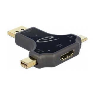 Delock 3 in 1 Monitoradapter mit USB-C™ / DisplayPort / mini DisplayPort Eingang auf HDMI Ausgang mit 4K 60 Hz