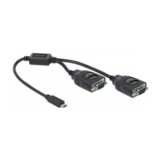 Adapter USB Type-C™ zu 2 x Seriell RS-232 DB9 mit 15 kV ESD Schutz
