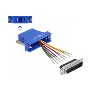 Adapter D-Sub 25 Pin Stecker zu RJ45 Buchse Montagesatz blau