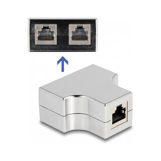 RJ45 Splitter / T-Adapter 1 x RJ45 Buchse zu 2 x RJ45 Buchse Cat.5e STP