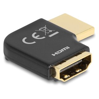 Delock HDMI Adapter Stecker zu Buchse 90° links gewinkelt 8K 60 Hz Metall