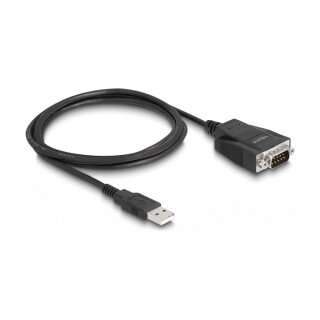 Delock Adapter USB 2.0 Typ-A Stecker zu 1 x Seriell RS-232 D-Sub 9 Stecker mit Schrauben und Muttern ESD Überspannungsschutz