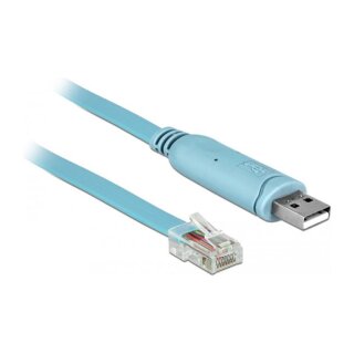 Delock Adapter USB 2.0 Typ-A Stecker > 1 x Seriell RS-232 RJ45 Stecker 2,0 m blau