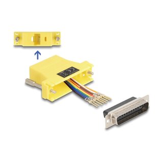 Delock D-Sub 25 Pin Stecker zu RJ45 Buchse Montagesatz gelb