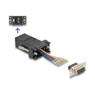 Delock D-Sub 9 Pin Buchse zu RJ12 Buchse Montagesatz schwarz