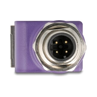 Delock M12 Adapter A-kodiert 8 Pin Stecker zu RJ45 Buchse Cat.5e mit Befestigungsloch gerade orange