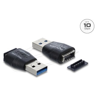Delock Adapter USB 10 Gbps USB Typ-A Stecker zu USB 10 Gbps Typ-E Key A Buchse